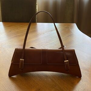 BCBGMaxAzria Rich Brown Leather Shoulder Bag